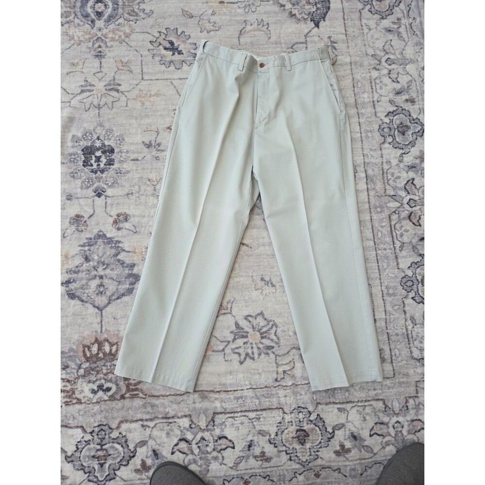 #499 Farah Men's beige khaki chino dress pants 36x29 100% Cotton